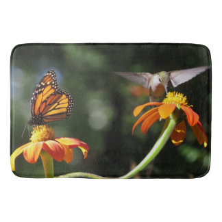 Hummingbird Bird Monarch Butterfly Flower Bathmat Badematte