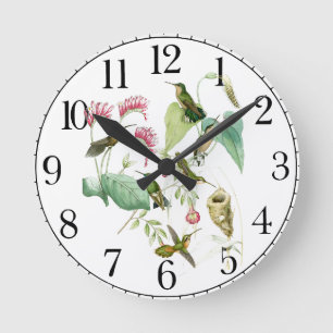 Hummingbird Bird Wildlife Floral Wall Clock Runde Wanduhr