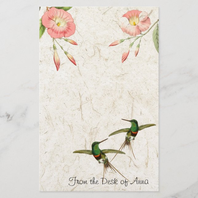 Hummingbird Birds Floral Animals Stationäre Briefpapier (Vorderseite)