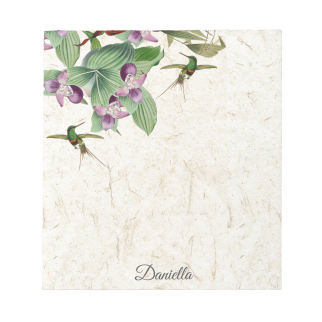 Hummingbird Birds Orchid-Blume Notepad Notizblock (Vorderseite)