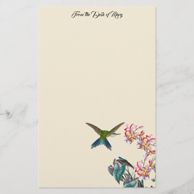 Hummingbird Birds Plumeria Blume Stationierung Briefpapier (Vorderseite)