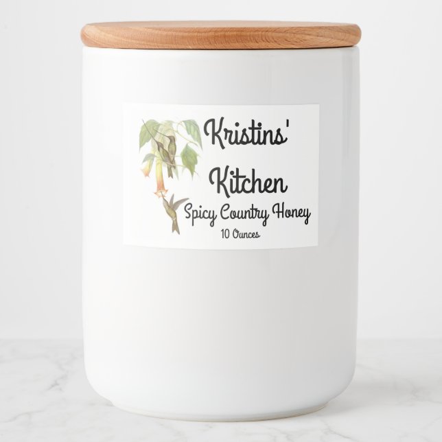 Hummingbird Birds Wildlife Blume - Lebensmittelken Lebensmitteletikett (Vorderseite)