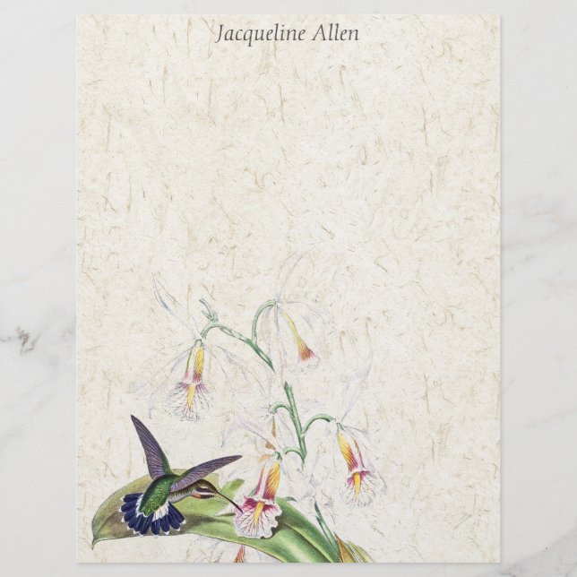 Hummingbird Birds Wildlife Blumen Letterhead (Vorderseite)