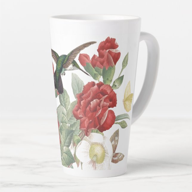 Hummingbird Birnen Schmetterling Rote Rose Blume Milchtasse (Rechte Ecke)