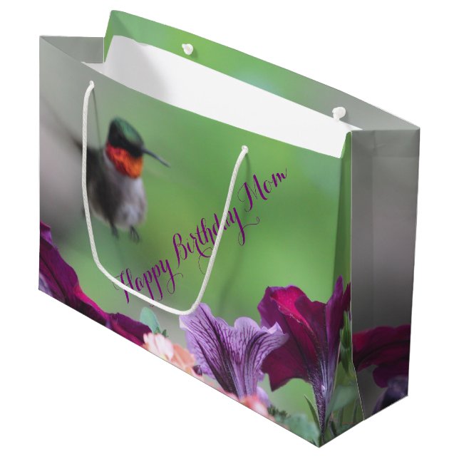 Hummingbird Birthday Bag Große Geschenktüte (Vorderseite Schrägansicht)