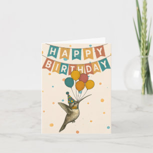 Hummingbird Birthday Card - Flying Party Bird Karte