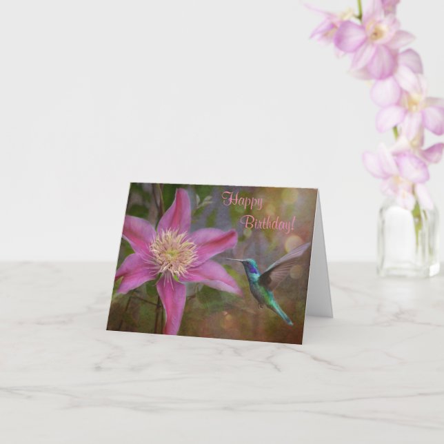 Hummingbird Birthday Card Karte (Orchidee)