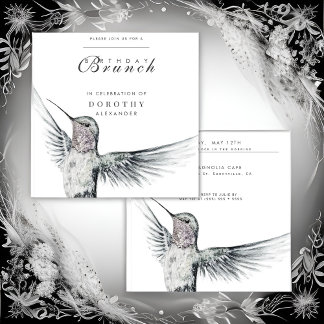 Hummingbird Black and White ANA Geburtstag Brunch Einladung