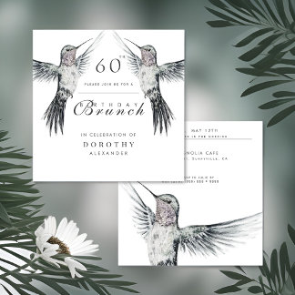 Hummingbird Black and White ANA Geburtstag Brunch Einladung