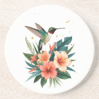 Hummingbird Bloom Sandstone Coaster Getränkeuntersetzer