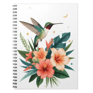 Hummingbird Bloom Tropical Botanical Notebook Notizblock