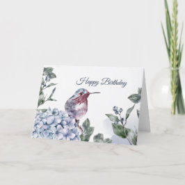 Hummingbird Blue Hydrangea Wasserfarbe Geburtstag Karte