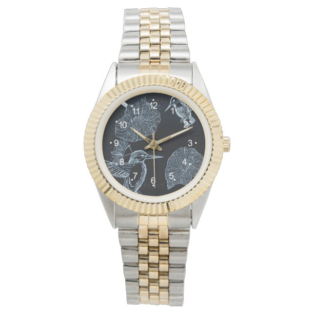 Hummingbird Blue im Garten Armbanduhr (Vorderseite)