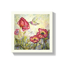 Hummingbird Blume Aquarell Print Leinwand 10x10