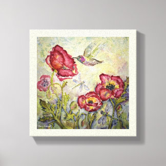 Hummingbird Blume Aquarell Print Leinwand 10x10
