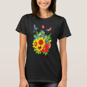 Hummingbird Blume Butterfly Design T-Shirt