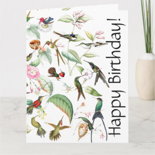 Hummingbird Blume Floral B'day Grußkarte Karte