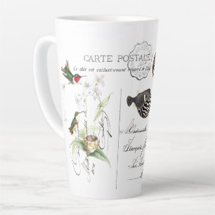 Hummingbird Blume Französisch Ephemera Latte Tasse