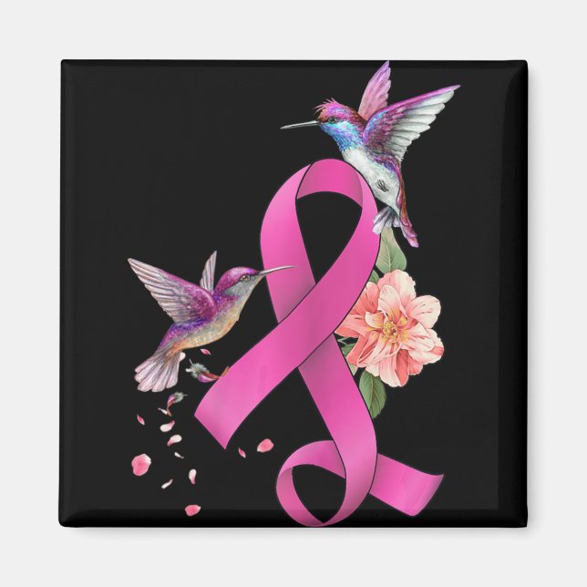 Hummingbird Blume Pink Ribbon Brustkrebs Aware Magnet (Vorne)