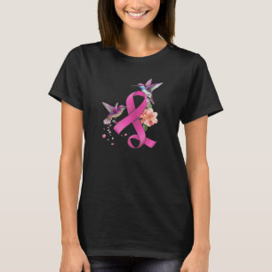 Hummingbird Blume Rosa Ribbon Brustkrebs T-Shirt