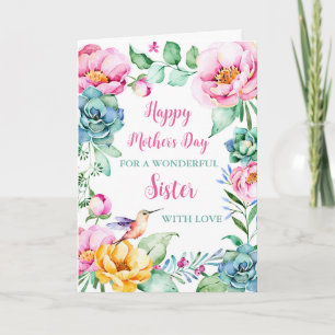 Hummingbird Blume Sister Happy Mother Day Card Karte