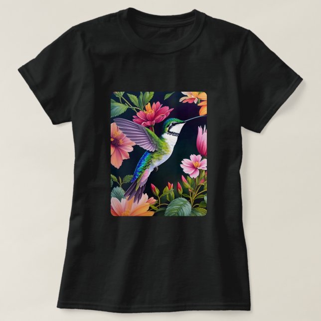 Hummingbird Blume T-Shirt (Design vorne)
