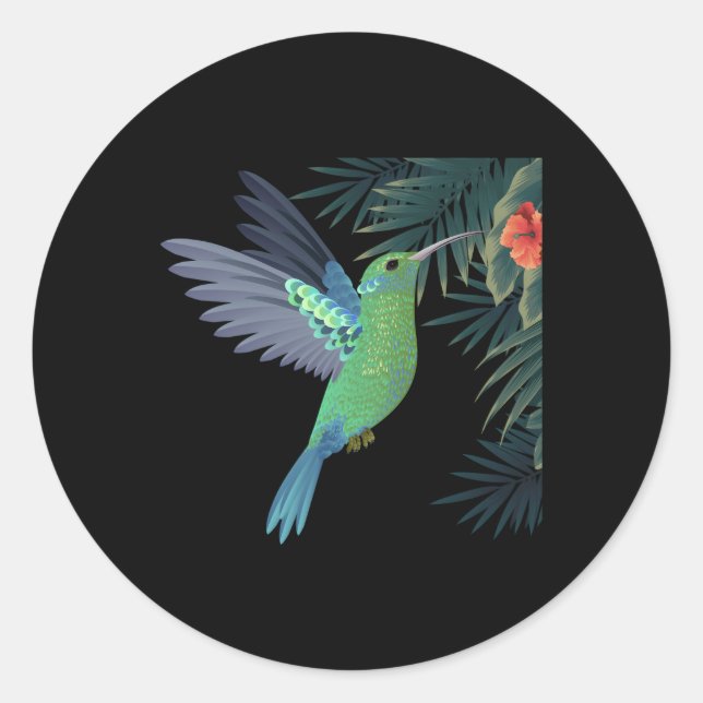 Hummingbird Blume Tree Bird Runder Aufkleber (Vorderseite)