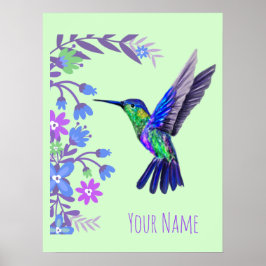 Hummingbird Botanische Blume für Vogelliebhaber Poster