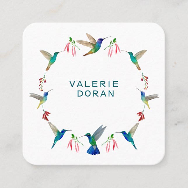 Hummingbird  Business Card Quadratische Visitenkarte (Vorderseite)