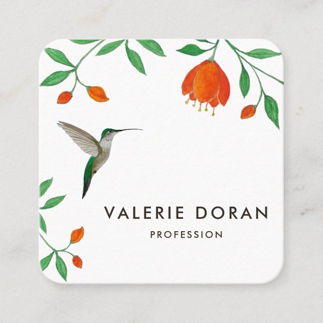 Hummingbird  Business Card Quadratische Visitenkarte (Vorderseite)
