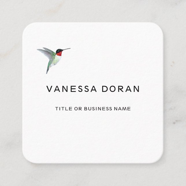 Hummingbird Business Card Quadratische Visitenkarte (Vorderseite)