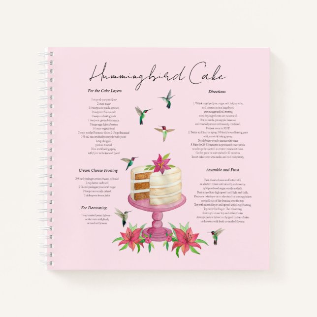 Hummingbird Cake Recipe Notebook Notizbuch (Vorderseite)