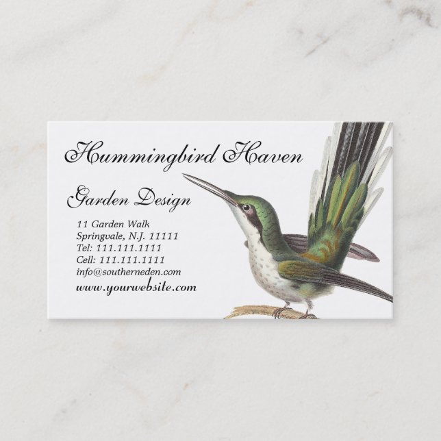 Hummingbird Cards, Garden Designer, Gift Shop usw. Visitenkarte (Vorderseite)