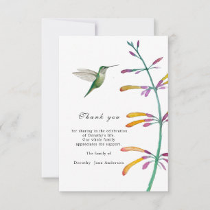 Hummingbird Celebration of Life Danke Karte
