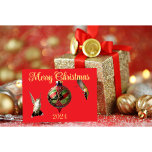 Hummingbird Christmas Card Karte<br><div class="desc">Hummingbird Weihnachtskarte mit Ruby-Throated Hummingbirds. Erstellt mit Foto von Audrey Wenzler von Audreys Kreationen und AI erstellt Ornament. Wenn du Kolibris Liebe,  bin ich sicher,  dass du diese Weihnachtskarte Liebe. Es ist eine Art.</div>