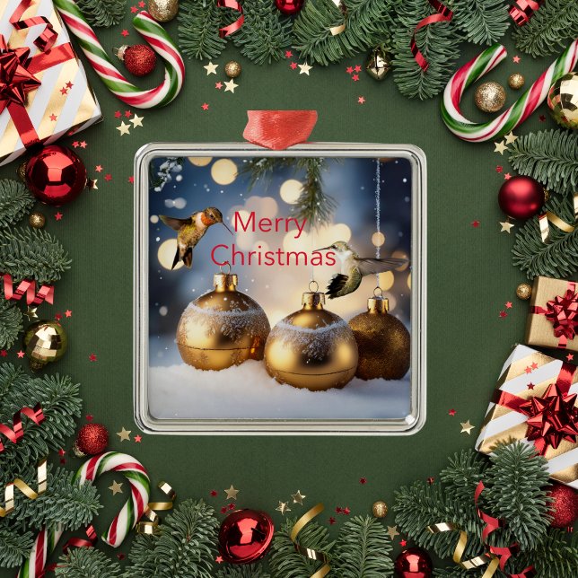 Hummingbird Christmas Card Ornament Aus Metall (Von Creator hochgeladen)