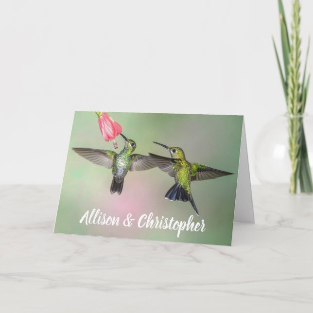 Hummingbird Couple Jubiläum Personalisiert Karte (Vorderseite)
