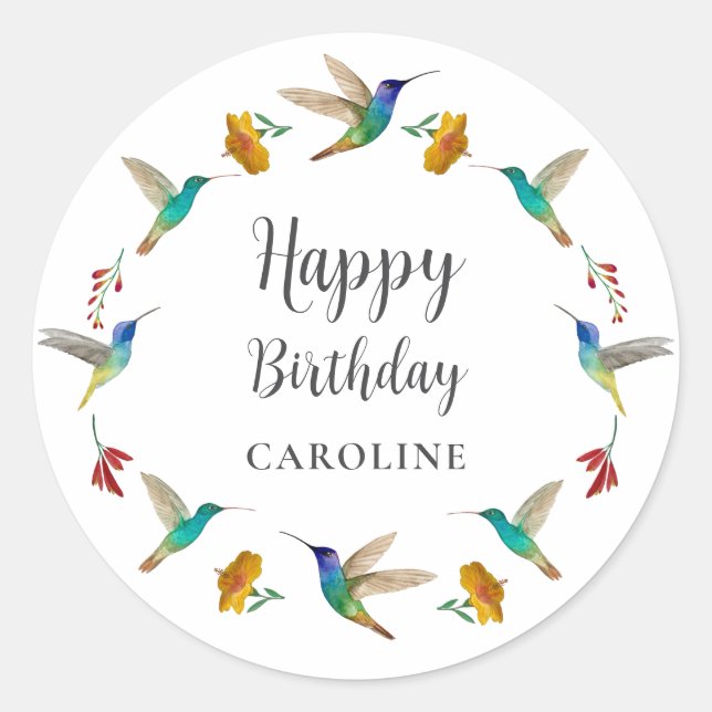 Hummingbird Custom Birthday Sticker (Vorderseite)