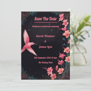 Hummingbird Dark Botanical Theme Einladung