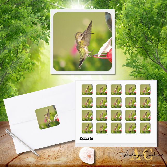 Hummingbird Design #108A0604 Quadratischer Aufkleber (Von Creator hochgeladen)