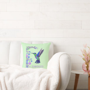 Hummingbird Design Botanische Blume Vogelliebhaber Kissen