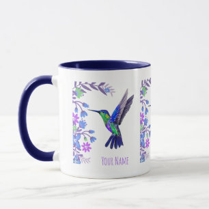 Hummingbird Design Botanische Blume Vogelliebhaber Tasse