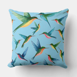 Hummingbird Design farbenfroh blaues Kissen