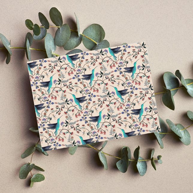 Hummingbird & Dragonfly William Morris Style Postkarte (Von Creator hochgeladen)