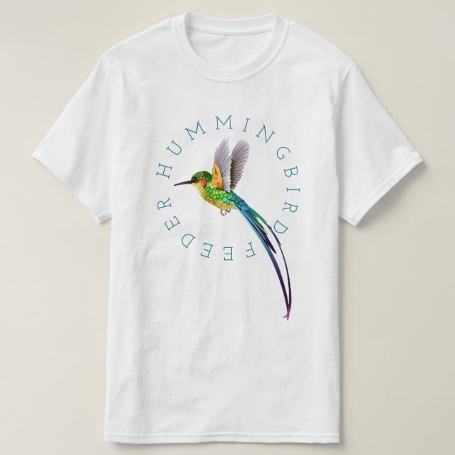 Hummingbird Feeder Blue Long-Tail Hummingbird T-Shirt (Design vorne)