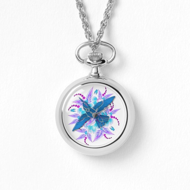 Hummingbird Floral Art Deco Armbanduhr (Vorderseite)