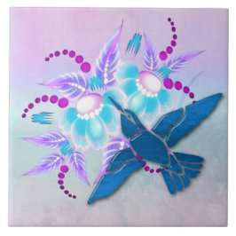 Hummingbird Floral Art Deco Fliese