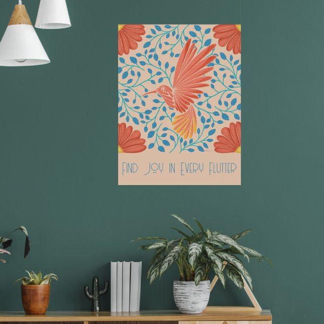 Hummingbird Floral Art Print Poster (Wohnzimmer 1)