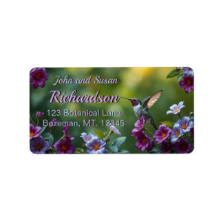 Hummingbird Floral Design Address Label Adressaufkleber