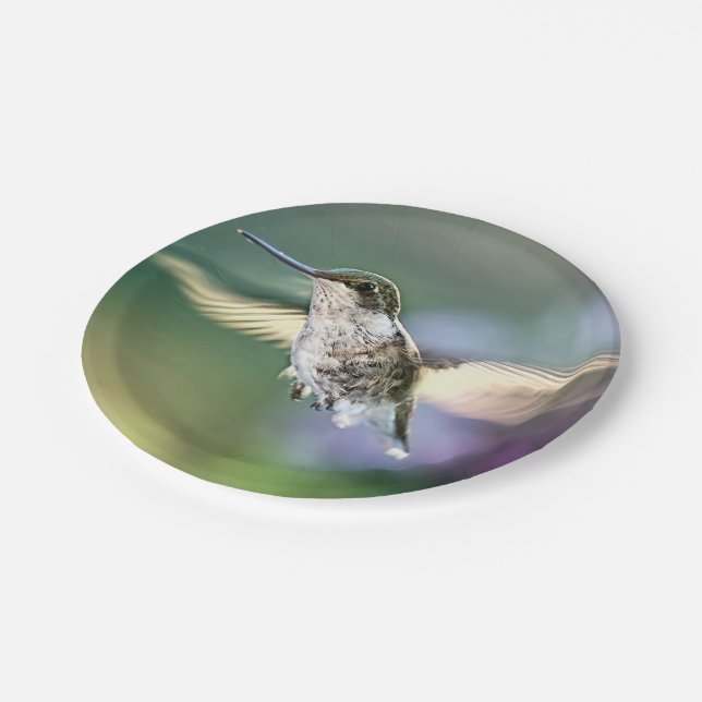 Hummingbird Flying Pappteller (Schrägansicht)